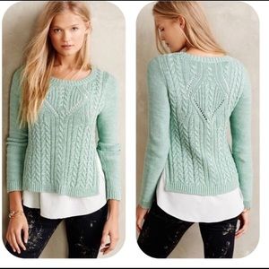 Anthropologie cabled sweater with underlay